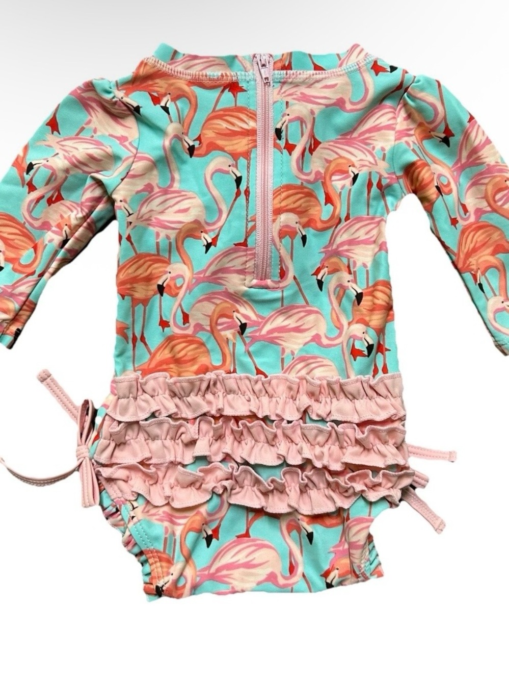 Baby Girl Ruffle Butts Long Sleeve Flamingo Bathing Suit Size 0-3 Months